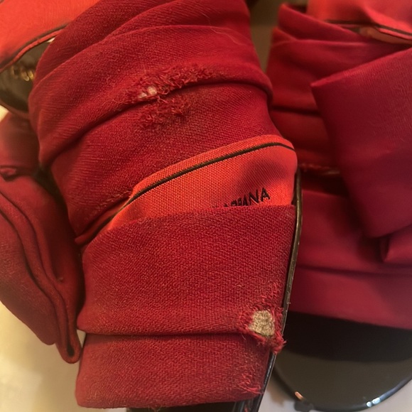 Dolce & Gabbana Burgundy Fabric Crystal Embellished Bow Slide Sandals - Picture 5 of 8